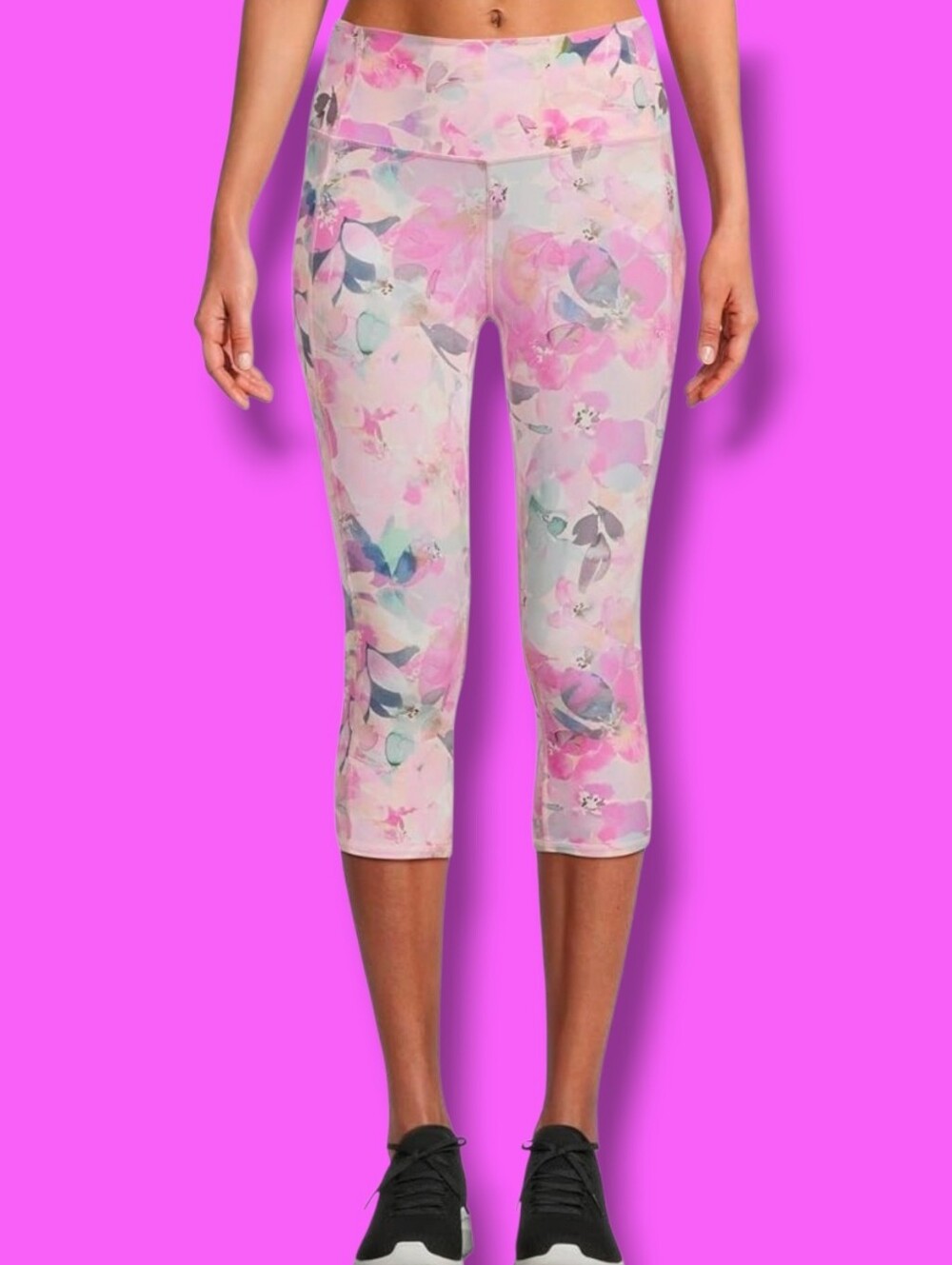 Skechers Women's Go Walk Peach Seascape Floral High Waisted Capri Leggings 3XL